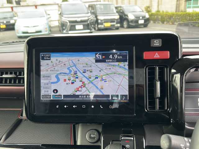 スズキ スペーシア カスタム HYBRID XS ターボ 東京都 2024(令6)年 1万km ブルーイッシュブラックパール3 純正ナビ連動メモリナビ　/【Bluetooth/フルセグTV/AM/FM】/ETC/バックカメラ/全方位モニター　/デュアルサポートブレーキ/車線逸脱警報装置/アダプティヴクルーズコントロール/ハイビームアシスト/クリアランスソナー/標識認識機能/ヘッドアップディスプレイ/両側パワースライドドア　/ハンドルヒーター/パドルシフト/D/N席シートヒーター/プッシュスタート/スマートキー×2　