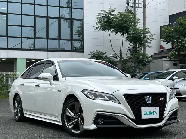 トヨタ クラウン ハイブリッド RS アドバンス 熊本県 2018(平30)年 4.3万km ホワイトパールクリスタルシャイン ワンオーナー/衝突軽減ブレーキ/プッシュスタート/純正ナビ/（CD・DVD・フルセグTV・BTオーディオ・SD）/全方位カメラ/ビルトインETC/純正18インチAW/レーダークルーズ/ハーフレザーシート/前席パワーシート・右前席シートメモリー/前席シートヒーター/ステアリングヒーター/LEDヘッドライト/オートライト/フォグライト/前後コーナーセンサー/横滑り防止装置/ウィンカーミラー/純正フロアマット/純正ドアバイザー/新車保証書/取扱説明書/スマートスペアキー×1本/カード型キー×1本