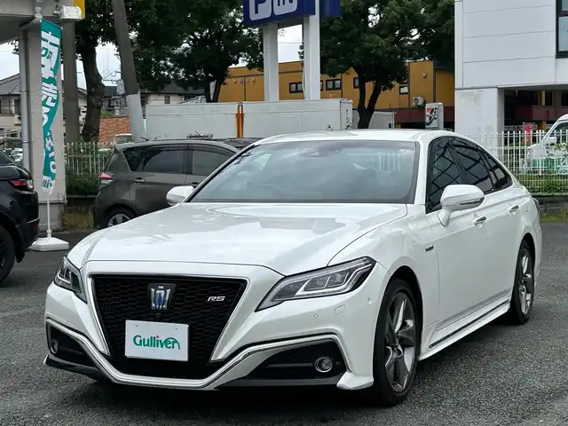 トヨタ クラウン ハイブリッド RS アドバンス 熊本県 2018(平30)年 4.3万km ホワイトパールクリスタルシャイン ワンオーナー/衝突軽減ブレーキ/プッシュスタート/純正ナビ/（CD・DVD・フルセグTV・BTオーディオ・SD）/全方位カメラ/ビルトインETC/純正18インチAW/レーダークルーズ/ハーフレザーシート/前席パワーシート・右前席シートメモリー/前席シートヒーター/ステアリングヒーター/LEDヘッドライト/オートライト/フォグライト/前後コーナーセンサー/横滑り防止装置/ウィンカーミラー/純正フロアマット/純正ドアバイザー/新車保証書/取扱説明書/スマートスペアキー×1本/カード型キー×1本