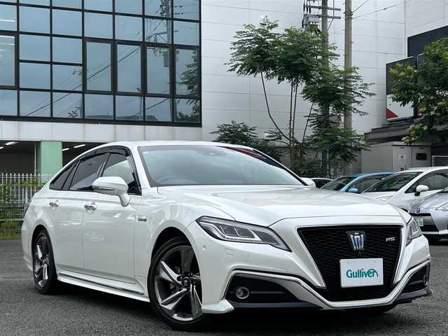 トヨタ クラウン ハイブリッド RS アドバンス 熊本県 2018(平30)年 4.3万km ホワイトパールクリスタルシャイン ワンオーナー/衝突軽減ブレーキ/プッシュスタート/純正ナビ/（CD・DVD・フルセグTV・BTオーディオ・SD）/全方位カメラ/ビルトインETC/純正18インチAW/レーダークルーズ/ハーフレザーシート/前席パワーシート・右前席シートメモリー/前席シートヒーター/ステアリングヒーター/LEDヘッドライト/オートライト/フォグライト/前後コーナーセンサー/横滑り防止装置/ウィンカーミラー/純正フロアマット/純正ドアバイザー/新車保証書/取扱説明書/スマートスペアキー×1本/カード型キー×1本