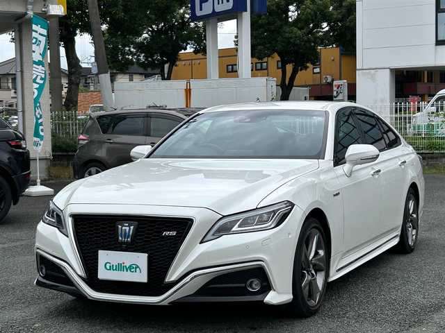 トヨタ クラウン ハイブリッド RS アドバンス 熊本県 2018(平30)年 4.3万km ホワイトパールクリスタルシャイン ワンオーナー/衝突軽減ブレーキ/プッシュスタート/純正ナビ/（CD・DVD・フルセグTV・BTオーディオ・SD）/全方位カメラ/ビルトインETC/純正18インチAW/レーダークルーズ/ハーフレザーシート/前席パワーシート・右前席シートメモリー/前席シートヒーター/ステアリングヒーター/LEDヘッドライト/オートライト/フォグライト/前後コーナーセンサー/横滑り防止装置/ウィンカーミラー/純正フロアマット/純正ドアバイザー/新車保証書/取扱説明書/スマートスペアキー×1本/カード型キー×1本