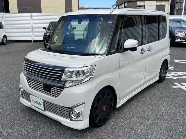 ダイハツ タント カスタム RS トップED SA 広島県 2014(平26)年 8.5万km パールホワイトⅢ /登録時走行距離/　　　　　　　84503キロ/エコアイドル/社外ナビ/バックカメラ/地デジ/両側パワースライドドア/ETC/新車時整備手帳/　　【保証書】/取扱説明書/