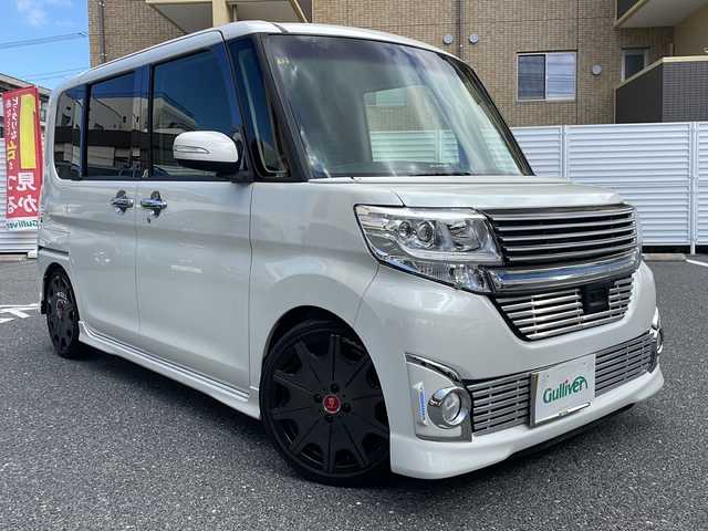 ダイハツ タント カスタム RS トップED SA 広島県 2014(平26)年 8.5万km パールホワイトⅢ /登録時走行距離/　　　　　　　84503キロ/エコアイドル/社外ナビ/バックカメラ/地デジ/両側パワースライドドア/ETC/新車時整備手帳/　　【保証書】/取扱説明書/