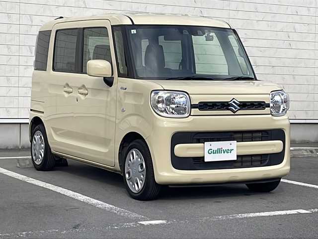 スズキ スペーシア HYBRID G 静岡県 2021(令3)年 6.6万km シフォンアイボリーM /レーダーブレーキサポート//社外CD//コーナーセンサー//レーンキープアシスト//ドラレコ前後//スマートキー//保証書//取説