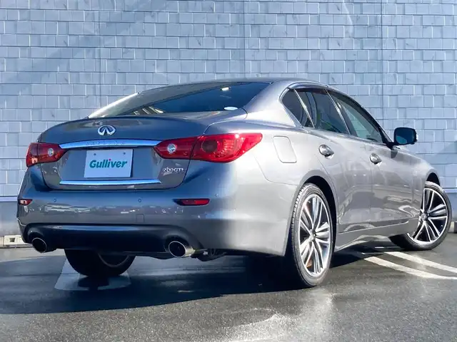 日産 スカイライン 200GT－t タイプSP 静岡県 2015(平27)年 8.1万km ダークメタルグレー エマージェンシーブレーキ/純正メーカーナビ/　AM FM CD DVD Bluetooth USB AUX/フルセグTV/ビルトインETC/前後方ドライブレコーダー/レーダークルーズコントロール/LEDオートヘッドランプ/パワーシート(前席)/シートヒーター(前席)/前後方クリアランスソナー/純正19インチアルミホイール/スマートキー2本/シングルサンルーフ/アラウンドビューモニター/ブラックレザーシート