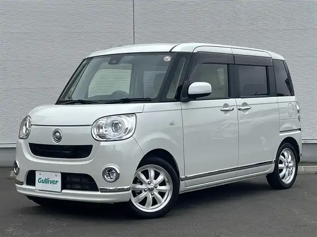 ダイハツ ムーヴ キャンバス G メイクアッフ SA Ⅱ 秋田県 2017(平29)年 5.4万km パールホワイトⅢ 4WD/衝突軽減システム/両側パワスラ/LEDヘッドライト/純正ナビ/フルセグ/バックカメラ/純正アルミ/スマートキー/アイドリングストップ/コーナーセンサー/プッシュスタート/前席シートヒーター/ステアリングスイッチ/オートライト/オートエアコン/パワーステアリング/パワーウィンドウ/横滑り防止/盗難防止装置/電動格納ミラー/保証書/取扱説明書/記録簿