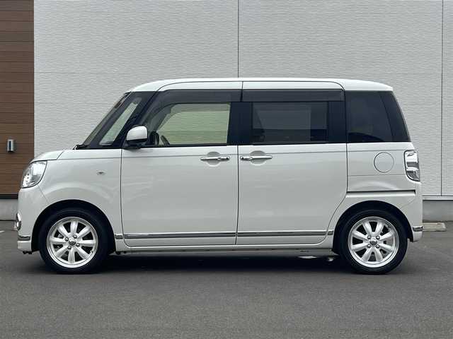ダイハツ ムーヴ キャンバス G メイクアッフ SA Ⅱ 秋田県 2017(平29)年 5.4万km パールホワイトⅢ 4WD/衝突軽減システム/両側パワスラ/LEDヘッドライト/純正ナビ/フルセグ/バックカメラ/純正アルミ/スマートキー/アイドリングストップ/コーナーセンサー/プッシュスタート/前席シートヒーター/ステアリングスイッチ/オートライト/オートエアコン/パワーステアリング/パワーウィンドウ/横滑り防止/盗難防止装置/電動格納ミラー/保証書/取扱説明書/記録簿