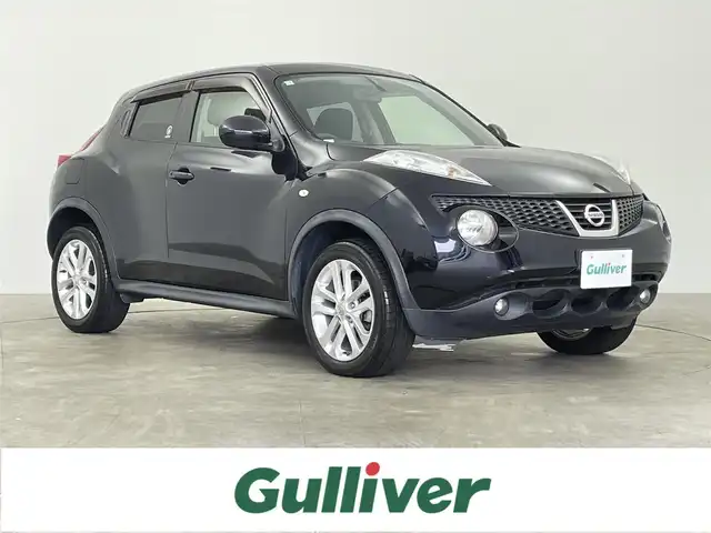 日産 ジューク 15RX タイプV 千葉県 2011(平23)年 7.4万km サファイアブラック 禁煙車/純正メモリナビ/・型番：HS511D-W/・CD/DVD/AUX/USB/Bluetooth/フルセグTV/・バックカメラ/・ビルトインETC/革巻きステアリング/純正フロアマット/純正ドアバイザー/社外16インチAW/電動格納ウインカーミラー/オートライト/・LEDヘッドライト/・フォグランプ