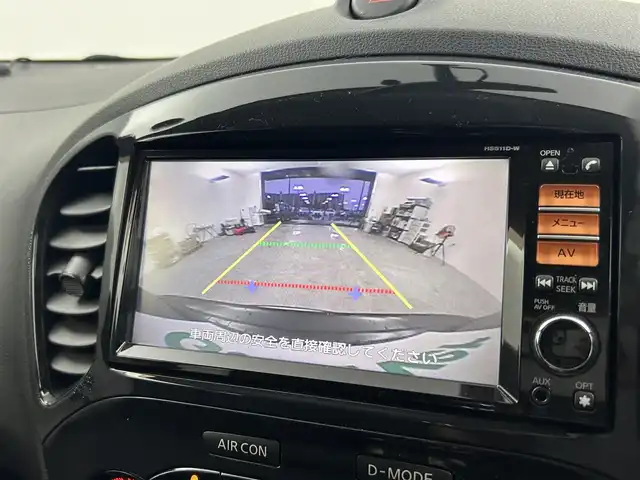 日産 ジューク 15RX タイプV 千葉県 2011(平23)年 7.4万km サファイアブラック 禁煙車/純正メモリナビ/・型番：HS511D-W/・CD/DVD/AUX/USB/Bluetooth/フルセグTV/・バックカメラ/・ビルトインETC/革巻きステアリング/純正フロアマット/純正ドアバイザー/社外16インチAW/電動格納ウインカーミラー/オートライト/・LEDヘッドライト/・フォグランプ