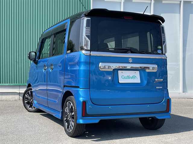 スズキ スペーシア カスタム HYBRID XS 福岡県 2018(平30)年 6.2万km ブリスクブルーメタリック/ブラック2トーンルーフ スズキセーフティサポート/バックカメラ/アラウンドビューカメラ/横滑り防止/盗難防止/コーナーセンサー/レーンキープアシスト/SDナビ/BT/フルセグTV/SDミュージック/ETC/ドラレコ/純正アルミホイール/純正フロアマット/プッシュスタート/スマートキー/スペアキー/ベンチシート/フルフラット/サーキュレーター/サンカット/ISOFIX/オートライト/両側パワスラ/シートヒーター