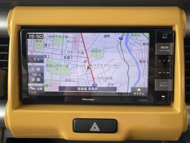 スズキ ハスラー X ターボ 青森県 2018(平30)年 3.7万km アクティブイエロー/ブラック2トーンルーフ 4WD/ターボ/全方位モニター/フォグランプ/社外メモリナビ/社外フルセグTV/AM/FM/CD/DVD/USB/BT/純正AW/純正フロアマット/社外ドライブレコーダー/ETC2.0/シートヒーター/ベンチシート/レーンキープアシスト/オートライト/アイドリングストップ/横滑り防止機能装置/ダウンヒルアシストコントロール/プリクラッシュ/盗難防止機能装置/冬タイヤ積み込み有/保証書/取扱説明書
