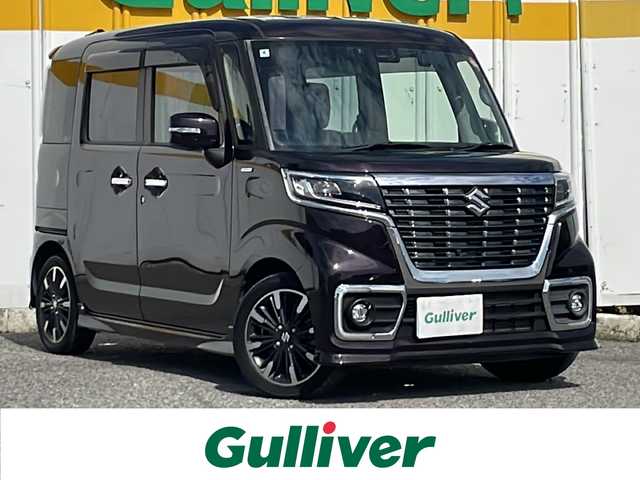 スズキ スペーシア カスタム HYBRID XS 大分県 2018(平30)年 3.5万km ムーンライトバイオレットPM 外部検査済み/純正SDナビ（CN-RZ83）/（DVD・フルセグTV・Bluetooth・USB）/アラウンドビューモニター/両側パワースライドドア/ハーフレザーシート/セーフティサポート/・デュアルセンサーブレーキサポート/・車線逸脱警報機能/・先行車発進お知らせ機能/・後退時ブレーキサポート/・リアパーキングセンサー/・誤発進抑制機能/LEDヘッドライト/スマートキー/ドライブレコーダー/ビルトインETC/D席シートヒーター/ヘッドアップディスプレイ/横滑り防止機能/保証書/取扱説明書