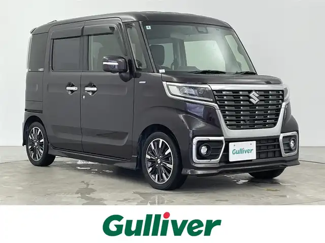 スズキ スペーシア カスタム HYBRID XS 大分県 2018(平30)年 3.5万km ムーンライトバイオレットPM 外部検査済み/純正SDナビ（CN-RZ83）/（DVD・フルセグTV・Bluetooth・USB）/アラウンドビューモニター/両側パワースライドドア/ハーフレザーシート/セーフティサポート/・デュアルセンサーブレーキサポート/・車線逸脱警報機能/・先行車発進お知らせ機能/・後退時ブレーキサポート/・リアパーキングセンサー/・誤発進抑制機能/LEDヘッドライト/スマートキー/ドライブレコーダー/ビルトインETC/D席シートヒーター/ヘッドアップディスプレイ/横滑り防止機能/保証書/取扱説明書