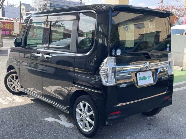 ダイハツ タント カスタム X トップED SA 福岡県 2014(平26)年 6.8万km ブラックマイカメタリック 社外ナビ/DVD/MSV/FM/AM/TV(フルセグ）/Bluetooth/ETC/ステアリングスイッチ/プリクラッシュ/横すべり/電動格納ミラー/ECOIDLE/プッシュスタート/オートライト/フォグランプ/純正フロアマット/パワースライドドア（N後部）