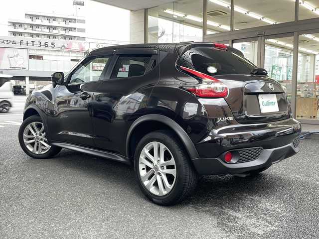 日産 ジューク 15RX 大阪府 2015(平27)年 5.4万km ナイトベールパープル 純正メモリナビ/フルセグテレビ/SD/AM/FM/iPod/CD/USB/バックカメラ/スマートキー/スペアキーあり/アイドリングストップ/ドアバイザー/プッシュスタート/ETC/ドライブモード/テレビキャンセラー/フォグランプ/横滑り防止