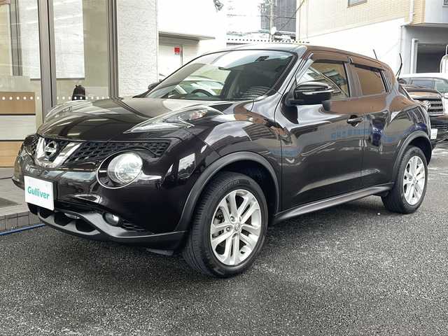 日産 ジューク 15RX 大阪府 2015(平27)年 5.4万km ナイトベールパープル 純正メモリナビ/フルセグテレビ/SD/AM/FM/iPod/CD/USB/バックカメラ/スマートキー/スペアキーあり/アイドリングストップ/ドアバイザー/プッシュスタート/ETC/ドライブモード/テレビキャンセラー/フォグランプ/横滑り防止