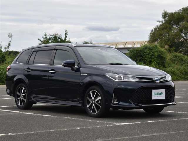 トヨタ カローラ フィールダー ハイブリッドG ダブルバイビー 大阪府 2019(令1)年 2.5万km ブラッキッシュアゲハガラスフレーク ワンオーナー/純正メモリナビ/フルセグTV・BT・CD・DVD・FM・AM/バックカメラ/ビルトインETC/トヨタセーフティセンス/・プリクラッシュセーフティ/・レーンディパーチャーアラート/・オートマチックハイビーム/・先行車発進お知らせ/クリアランスソナー/クルーズコントロール/純正LEDヘッドライト/革巻きステアリング/ハーフレザーシート/保証書・取説・スペアキー