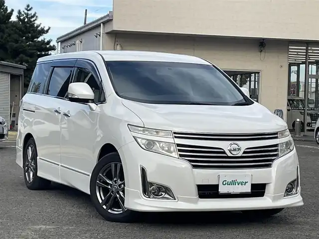 日産 エルグランド 250HWS アーバンクロム 宮城県 2013(平25)年 12.2万km ブリリアントホワイトパール 純正エアロ//純正ＡＷ//純正フロアマット//バックカメラ//ＥＴＣ//スペアキー//社外ＨＤＤナビ/(フルセグTV、DVD、CD、HDD、FM、AM、SD、BT)//スマートキー//両側パワースライド//横滑り防止機能//社外AW