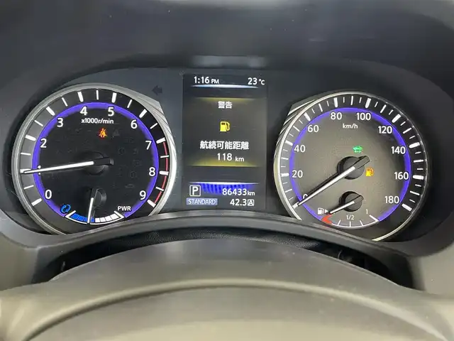 日産 スカイライン ハイブリッド 350GT 道央・札幌 2014(平26)年 8.7万km ハガネブルーM メーカー純正ナビ/　フルセグ/ラジオ/CD/DVD/BT/USB/バックカメラ/純正フロアマット/車線逸脱警報　/クルーズコントロール　　/冬タイヤ純正組セット/衝突検知システム