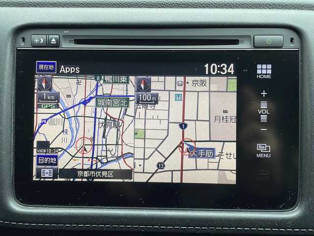 ホンダ ヴェゼル ハイブリッド X 京都府 2014(平26)年 9.1万km ミスティックグリーンパール 純正ナビ/(CD/DVD/Bluetooth接続/フルセグTV)/バックカメラ/ワンオーナー/純正アルミホイール１６インチ/クルコン（追従無）/フルフラットシート/盗難防止/横滑り防止/衝突軽減/社外ドラレコ/ビルトインＥＴＣ/LED