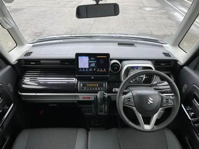 スズキ スペーシア カスタム HYBRID XS 道央・札幌 2023(令5)年 1.6万km ブルーイッシュブラックパール3 ４WD/純正ディーラーOPナビ/CD/DVD/BT/フルセグ/デュアルカメラブレーキサポート/横滑り防止装置/レーダークルーズコントロール/レーンキープアシスト/リアパーキングセンサー/アラウンドビューモニター/ビルトインETC/ドライブレコーダー/アイドリングストップ/両側パワースライドドア/前席シートヒーター/ハーフレザーシート/革巻きステアリング/ステアリングリモコン/プッシュスタート/スマートキー/LEDヘッドライト/オートライト/オートハイビーム/フォグランプ/電動格納ミラー/ヒーテッドドアミラー/ウィンカーミラー/純正フロアマット/ドアバイザー