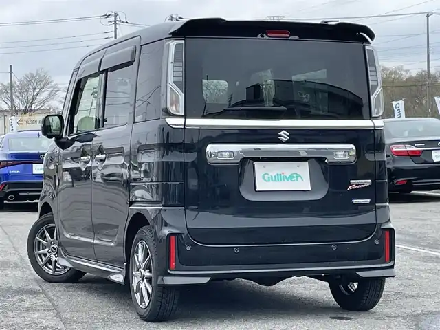 スズキ スペーシア カスタム HYBRID XS 道央・札幌 2023(令5)年 1.6万km ブルーイッシュブラックパール3 ４WD/純正ディーラーOPナビ/CD/DVD/BT/フルセグ/デュアルカメラブレーキサポート/横滑り防止装置/レーダークルーズコントロール/レーンキープアシスト/リアパーキングセンサー/アラウンドビューモニター/ビルトインETC/ドライブレコーダー/アイドリングストップ/両側パワースライドドア/前席シートヒーター/ハーフレザーシート/革巻きステアリング/ステアリングリモコン/プッシュスタート/スマートキー/LEDヘッドライト/オートライト/オートハイビーム/フォグランプ/電動格納ミラー/ヒーテッドドアミラー/ウィンカーミラー/純正フロアマット/ドアバイザー