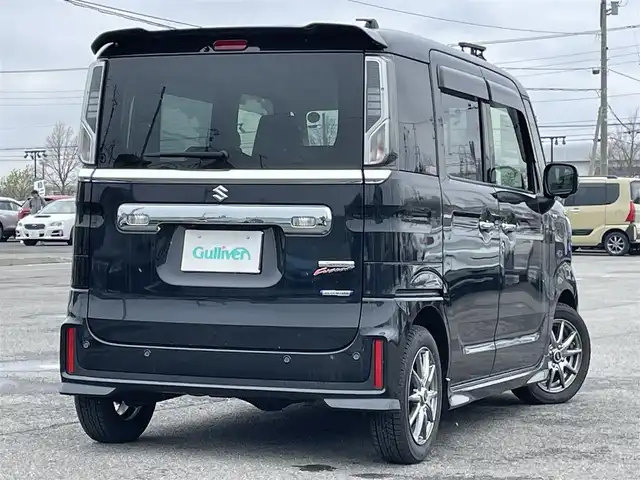 スズキ スペーシア カスタム HYBRID XS 道央・札幌 2023(令5)年 1.6万km ブルーイッシュブラックパール3 ４WD/純正ディーラーOPナビ/CD/DVD/BT/フルセグ/デュアルカメラブレーキサポート/横滑り防止装置/レーダークルーズコントロール/レーンキープアシスト/リアパーキングセンサー/アラウンドビューモニター/ビルトインETC/ドライブレコーダー/アイドリングストップ/両側パワースライドドア/前席シートヒーター/ハーフレザーシート/革巻きステアリング/ステアリングリモコン/プッシュスタート/スマートキー/LEDヘッドライト/オートライト/オートハイビーム/フォグランプ/電動格納ミラー/ヒーテッドドアミラー/ウィンカーミラー/純正フロアマット/ドアバイザー