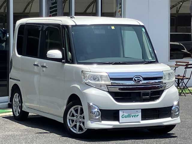 ダイハツ タント カスタム X SA 山口県 2014(平26)年 10.6万km パールホワイトⅢ 新車ワンオーナー/純正SDナビ＆フルセグTV/＆バックカメラ＆後席モニター/純正フロアマット/純正ドアバイザー/純正LEDヘッドライト/純正フォグランプ/純正14インチアルミ/両側パワースライド/エンジンプッシュスタート/スマートキー