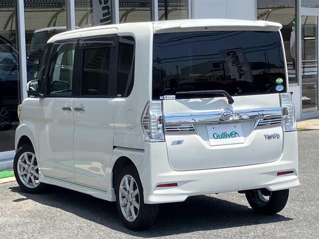 ダイハツ タント カスタム X SA 山口県 2014(平26)年 10.6万km パールホワイトⅢ 新車ワンオーナー/純正SDナビ＆フルセグTV/＆バックカメラ＆後席モニター/純正フロアマット/純正ドアバイザー/純正LEDヘッドライト/純正フォグランプ/純正14インチアルミ/両側パワースライド/エンジンプッシュスタート/スマートキー