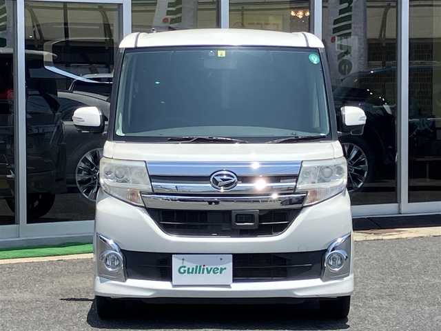 ダイハツ タント カスタム X SA 山口県 2014(平26)年 10.6万km パールホワイトⅢ 新車ワンオーナー/純正SDナビ＆フルセグTV/＆バックカメラ＆後席モニター/純正フロアマット/純正ドアバイザー/純正LEDヘッドライト/純正フォグランプ/純正14インチアルミ/両側パワースライド/エンジンプッシュスタート/スマートキー