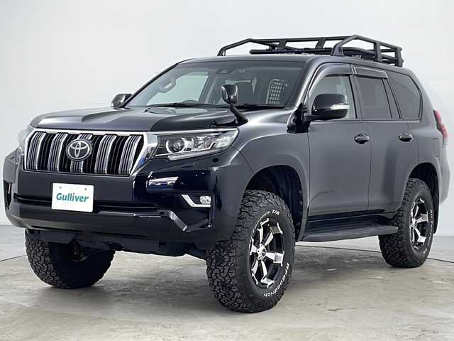 トヨタ ランドクルーザー プラド TX 道央・札幌 2019(平31)年 5.1万km ブラック ・4WD/・社外9インチナビTV&BT&DVD&CD&HDMI/・バックカメラ/・サンルーフ/・サントレックヒッチメンバー(ボール無し)/・リフトアップ/・GI　GEERルーフラックキャリア/・RAYSデイトナ/7インチAW＋BFグットリッチAT/・衝突被害軽減ブレーキ/・プリクラッシュセーフティ/・レーンディパーチャーアラート/・ふらつき防止/・寒冷地仕様/・アダプティブクルーズコントロール/・横滑り防止/・アイドルアップ/・オートライト/・オートマチックハイビーム/・LEDヘッドライト/・フォグランプ/・ダウンヒルアシストコントロール/・ヘッドキット/・サイドステップ/・社外ルームミラー交換型ドラレコ前後