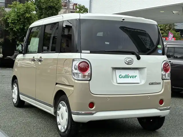ダイハツ ムーヴ キャンバス X メイクアップ SA Ⅱ 熊本県 2016(平28)年 5.4万km パールホワイトⅢ/ナチュラルベージュマイカメタリック 2トーン ワンオーナー/社外カーオーディオ/【CD/USB】/両側パワースライドドア/衝突被害軽減システム/レーンキープアシスト/オートライト/プッシュスタート/スマートキー/横滑り防止装置/盗難防止装置/純正フロアマット/ダブルエアバック/保証書/取扱説明書