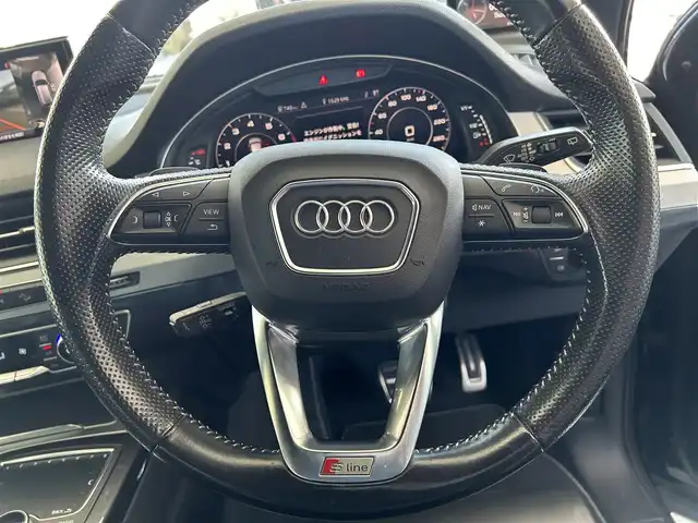 アウディ Ｑ７ 3.0TFSI クワトロ Sライン PKG 長崎県 2016(平28)年 12.8万km ディープブラックパールエフェクト 純正ナビ（FM/AM/BT/TV/CD）/プッシュスタート/スマートキー×2/パドルシフト/フルタイム4WD/スーパーチャージャー/WORK20インチアルミホイール/純正フロアマット/レザーシート/DN席パワーシート/DN席＋2列目シートヒーター/電動格納サードシート/電動リアゲート/前方ドライブレコーダー/全方位カメラ/オートライト/パーキングアシスト/ABS/衝突被害軽減システム/前後コーナーセンサー/取扱説明書/記録簿/保証書
