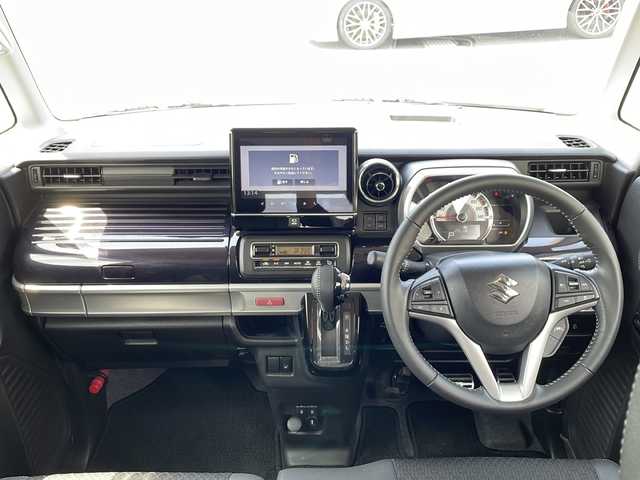 スズキ スペーシア カスタム HYBRID XS 山口県 2022(令4)年 2.6万km ピュアホワイトパール/ブラック2トーン 純正メーカーオプションナビ/Bluetooth/フルセグTV/全周囲カメラ/コーナーセンサー/衝突軽減ブレーキ/レーンキープアシスト/横滑り防止装置/プッシュスタート/スマートキー/クルーズコントロール/両側パワースライドドア/社外前方ドライブレコーダー/ハーフレザーシート/ステアリングスイッチ/LEDヘッドライト/LEDフォグライト/オートライト/ETC/純正15インチAW/保証書・取説/スペアキー1個