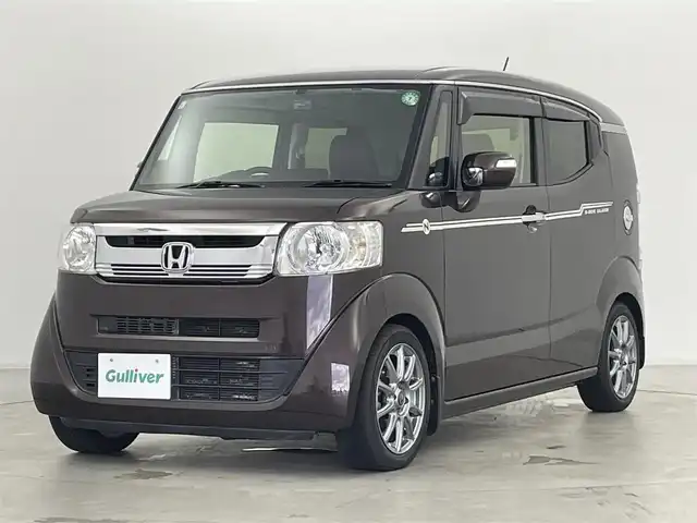 ホンダ Ｎ ＢＯＸ スラッシュ G ターボLインテリアカラーパッケージ 群馬県 2017(平29)年 4.9万km プレミアムディープモカパール 純正メモリナビ　【型番　VXM-174VFXi】/　フルセグTV/FM/AM/CD/DVD/Bluetooth/前後ドライブレコーダー/バックカメラ/ETC/HIDヘッドライト/オートライト/充電用USBジャック/電動パーキングブレーキ/パドルシフト/ディスチャージヘッドライト(オートライトコントロール機構付)/IRカット(遮熱)/スーパーUVカットフロントドアガラス/社外15インチAW