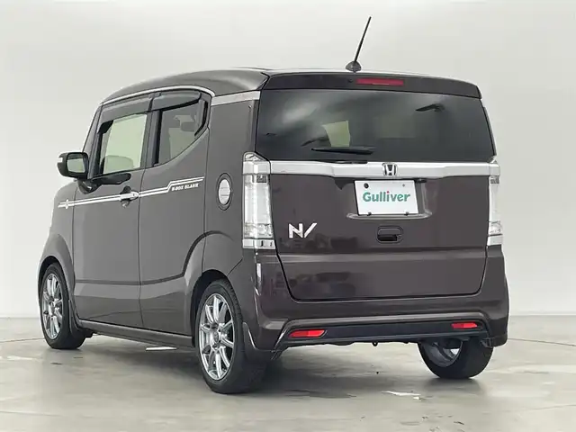 ホンダ Ｎ ＢＯＸ スラッシュ G ターボLインテリアカラーパッケージ 群馬県 2017(平29)年 4.9万km プレミアムディープモカパール 純正メモリナビ　【型番　VXM-174VFXi】/　フルセグTV/FM/AM/CD/DVD/Bluetooth/前後ドライブレコーダー/バックカメラ/ETC/HIDヘッドライト/オートライト/充電用USBジャック/電動パーキングブレーキ/パドルシフト/ディスチャージヘッドライト(オートライトコントロール機構付)/IRカット(遮熱)/スーパーUVカットフロントドアガラス/社外15インチAW