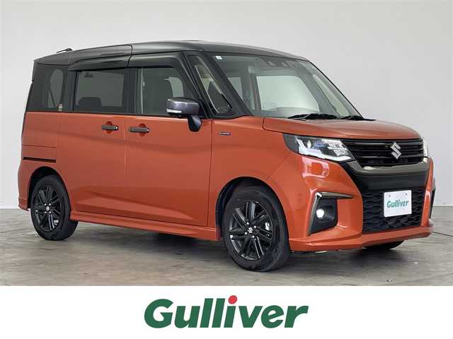 スズキ ソリオ HV SZ 埼玉県 2023(令5)年 1.9万km フレイムオレンジパールM / ガンメタリック2トーン 純正９インチナビ　全方位モニター　ヘッドアップディスプレイ　ビルトインＥＴＣ　前後ドラレコ　シートヒーター　レーダークルーズコントロール　パドルシフト　両側パワースライドドア　ＬＥＤ　オートライト