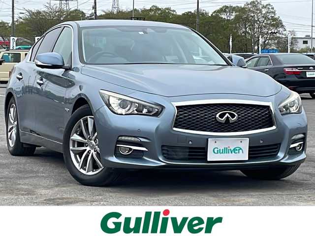 日産 スカイライン ハイブリッド 350GT FOUR Type P 道央・札幌 2014(平26)年 9.9万km ハガネブルーM ４WD/ワンオーナー/純正メーカーナビ/CD/DVD/BT/フルセグ/エマージェンシーブレーキ/横滑り防止装置/レーダークルーズコントロール/クリアランスソナー/アラウンドビューモニター/ビルトインETC/EVMODE/DRIVEMODE切替/前席パワーシート/前席シートヒーター/D席メモリーシート/レザーシート/革巻きステアリング/ステアリングリモコン/MTモード付AT/プッシュスタート/スマートキー/LEDヘッドライト/オートライト/フォグランプ/電動格納ミラー/ウィンカーミラー/純正フロアマット