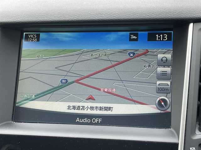 日産 スカイライン ハイブリッド 350GT FOUR Type P 道央・札幌 2014(平26)年 9.9万km ハガネブルーM ４WD/ワンオーナー/純正メーカーナビ/CD/DVD/BT/フルセグ/エマージェンシーブレーキ/横滑り防止装置/レーダークルーズコントロール/クリアランスソナー/アラウンドビューモニター/ビルトインETC/EVMODE/DRIVEMODE切替/前席パワーシート/前席シートヒーター/D席メモリーシート/レザーシート/革巻きステアリング/ステアリングリモコン/MTモード付AT/プッシュスタート/スマートキー/LEDヘッドライト/オートライト/フォグランプ/電動格納ミラー/ウィンカーミラー/純正フロアマット