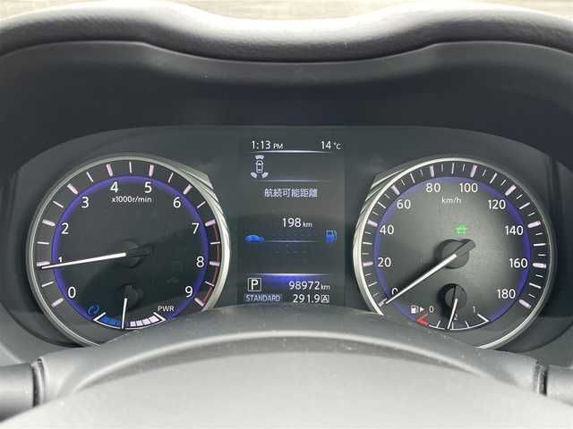 日産 スカイライン ハイブリッド 350GT FOUR Type P 道央・札幌 2014(平26)年 9.9万km ハガネブルーM ４WD/ワンオーナー/純正メーカーナビ/CD/DVD/BT/フルセグ/エマージェンシーブレーキ/横滑り防止装置/レーダークルーズコントロール/クリアランスソナー/アラウンドビューモニター/ビルトインETC/EVMODE/DRIVEMODE切替/前席パワーシート/前席シートヒーター/D席メモリーシート/レザーシート/革巻きステアリング/ステアリングリモコン/MTモード付AT/プッシュスタート/スマートキー/LEDヘッドライト/オートライト/フォグランプ/電動格納ミラー/ウィンカーミラー/純正フロアマット
