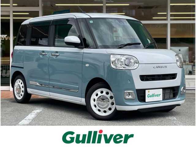 ダイハツ ムーヴ キャンバス ストライプス G ターボ 岐阜県 2024(令6)年 0.9万km シャイニングホワイトパール/レイクブルーメタリック /社外SDナビ/（フルセグテレビ.Bluetooth）//バックカメラ//スマートアシスト//クルーズコントロール//プッシュスタート//両側パワースライドドア//ETC//ドライブレコーダー//純正14インチAW//純正フロアマット//シートヒーター