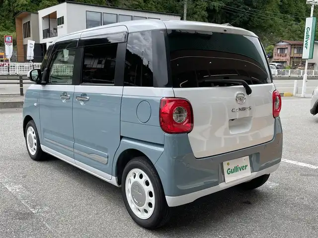 ダイハツ ムーヴ キャンバス ストライプス G ターボ 岐阜県 2024(令6)年 0.9万km シャイニングホワイトパール/レイクブルーメタリック /社外SDナビ/（フルセグテレビ.Bluetooth）//バックカメラ//スマートアシスト//クルーズコントロール//プッシュスタート//両側パワースライドドア//ETC//ドライブレコーダー//純正14インチAW//純正フロアマット//シートヒーター