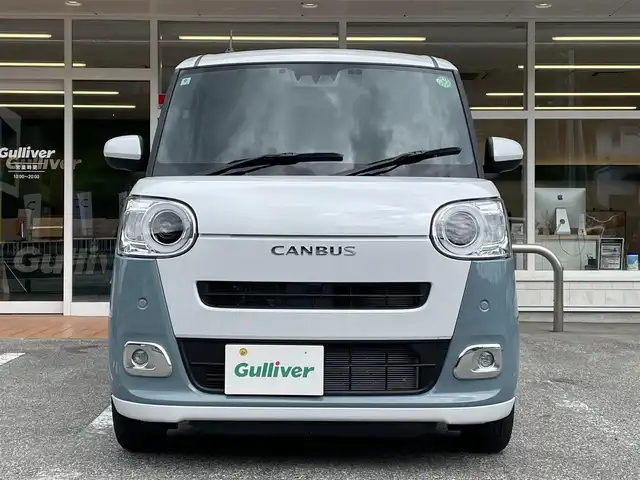 ダイハツ ムーヴ キャンバス ストライプス G ターボ 岐阜県 2024(令6)年 0.9万km シャイニングホワイトパール/レイクブルーメタリック /社外SDナビ/（フルセグテレビ.Bluetooth）//バックカメラ//スマートアシスト//クルーズコントロール//プッシュスタート//両側パワースライドドア//ETC//ドライブレコーダー//純正14インチAW//純正フロアマット//シートヒーター