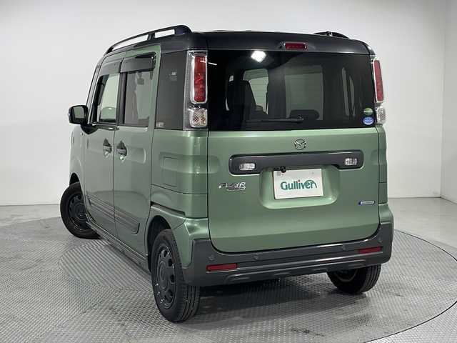 マツダ フレアワゴンタフスタイル ハイブリッドXS 広島県 2019(令1)年 4.3万km ツールグリーンパールメタリック/ガンメタリック 社外ナビ/両側パワースライドドア/ルーフレール/シートヒーター/バックカメラ/デュアルセンサーブレーキサポート/車線逸脱警報/ハイビームアシスト/誤発進抑制機能/LEDヘッドランプ/純正15インチホイールキャップ/ETC/ドライブレコーダー