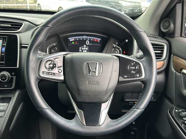 ホンダ ＣＲ－Ｖ EX・マスターピース 岐阜県 2018(平30)年 2.7万km ルーセブラックM 登録時走行距離26791km/純正ＳＤナビ/バックカメラ/ワンセグＴＶ/サンルーフ/レザーシート/シートヒーター/電動リアゲート/パワーシート/ドライブレコーダー/ＥＴＣ/ＵＳＢ/Ｂｌｕｅｔｏｏｔｈ/クルーズコントロール/純正フロアマット/純正アルミホイール/プッシュスタート/スマートキー/スペアキー/ABS/横滑り防止装置/レーンキープアシスト/盗難防止装置/オートライト/LEDヘッドライト/エアバッグ/衝突被害軽減システム/カーテンエアバッグ