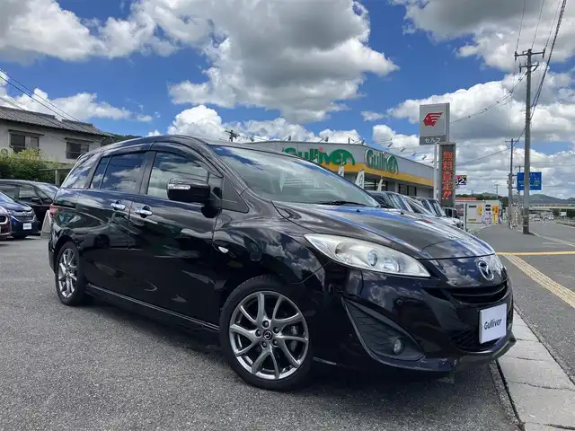 マツダ プレマシー 20S スカイアクティブ Lパック 広島県 2016(平28)年 6.8万km ラディアントエボニーマイカ 新車ワンオーナー/APドライブ（手動運転装置）付き/　ウインカー・ハザード・ハイビームスイッチ付き/純正ダイヤトーンナビ/両側パワースライドドア/フルセグTV/Bluetooth/バックカメラ/オートライト/ハーフレザー調シート/クルーズコントロール/パドルシフト/スマートインETC/新車保証書/取扱説明書/スペアキー