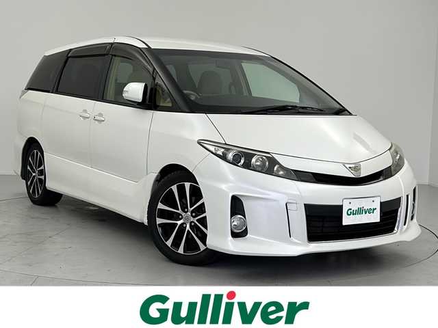 トヨタ エスティマ アエラス 愛知県 2012(平24)年 7.6万km ホワイトパールクリスタルシャイン 純正8インチナビ・フルセグＴＶ/ＣＤ・ＤＶＤ・Bluetooth再生/純正フリップダウンモニター/HIDヘッドライト/ビルトインETC/両側パワースライドドア/純正18インチAW/キャプテンシート/オットマンシート
