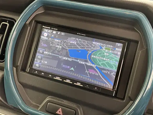 スズキ ハスラー HYBRID X 滋賀県 2023(令5)年 1.8万km デニムブルー ガンメタリック 2トーン 禁煙車/社外７型ナビ（ＣＤ／ＤＶＤ／Ｂｌｕｅｔｏｏｔｈ／フルセグ）/前後ドラレコ/衝突軽減ブレーキ/リアソナー/クルコン/レーンキープアシスト/ＥＴＣ/オートライト/運転席助手席シートヒーター/電格ミラー/ステアリングリモコン/プッシュスタート/スマートキー