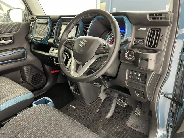 スズキ ハスラー HYBRID X 滋賀県 2023(令5)年 1.8万km デニムブルー ガンメタリック 2トーン 禁煙車/社外７型ナビ（ＣＤ／ＤＶＤ／Ｂｌｕｅｔｏｏｔｈ／フルセグ）/前後ドラレコ/衝突軽減ブレーキ/リアソナー/クルコン/レーンキープアシスト/ＥＴＣ/オートライト/運転席助手席シートヒーター/電格ミラー/ステアリングリモコン/プッシュスタート/スマートキー