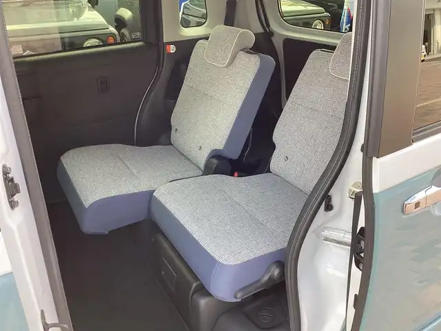 ダイハツ ムーヴ キャンバス ストライプス G 三重県 2023(令5)年 0.7万km シャイニングホワイトパール/レイクブルーメタリック スマートアシスト/カロッツエリアディスプレイオーディオ/Bluetooth/バックカメラ/予約機能付き両側パワースライドドア/シートヒーター/LEDヘッドライト/LEDフォグライト/スマートキー/プッシュスタート/ドライブレコーダー